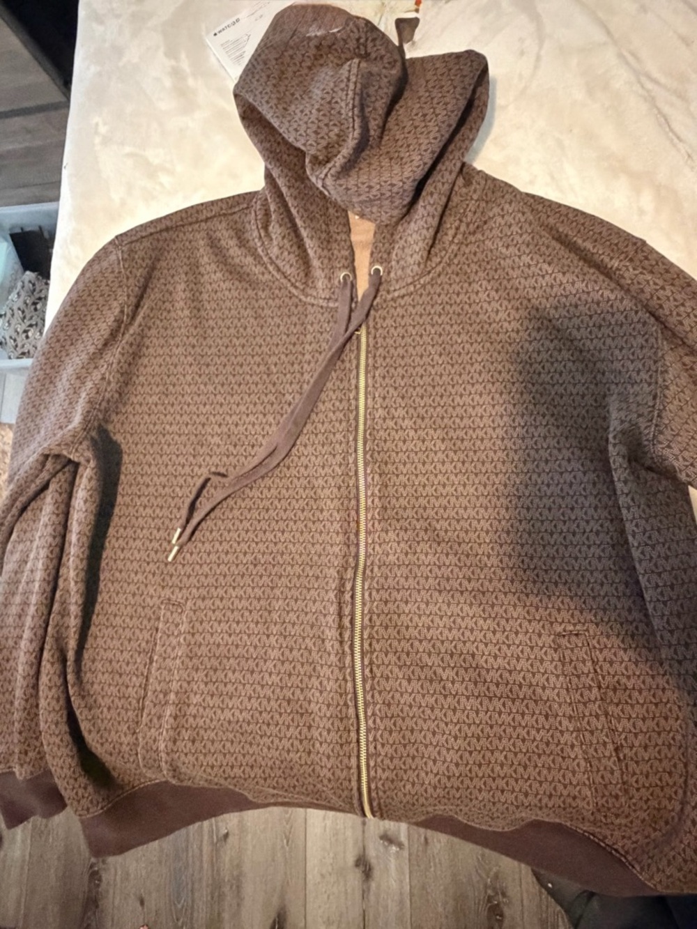 Brown MK Zip Hoodie